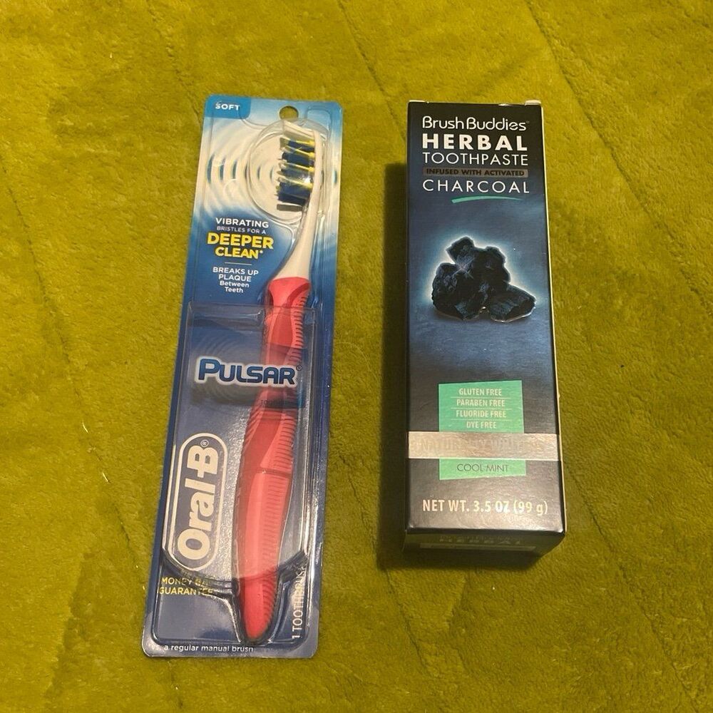 Oral-B Pro-Health Pulsar Battery Powered Toothbrush & Herbal Charcoal Toothpaste